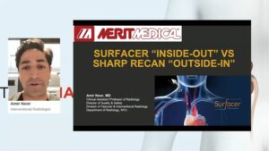 Image: Screengrab from a video, shows Dr Amir Noor next to a slide from a Surfacer presentation