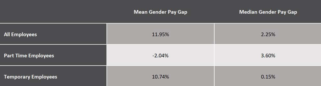 Image shows the pay gap via type of employee